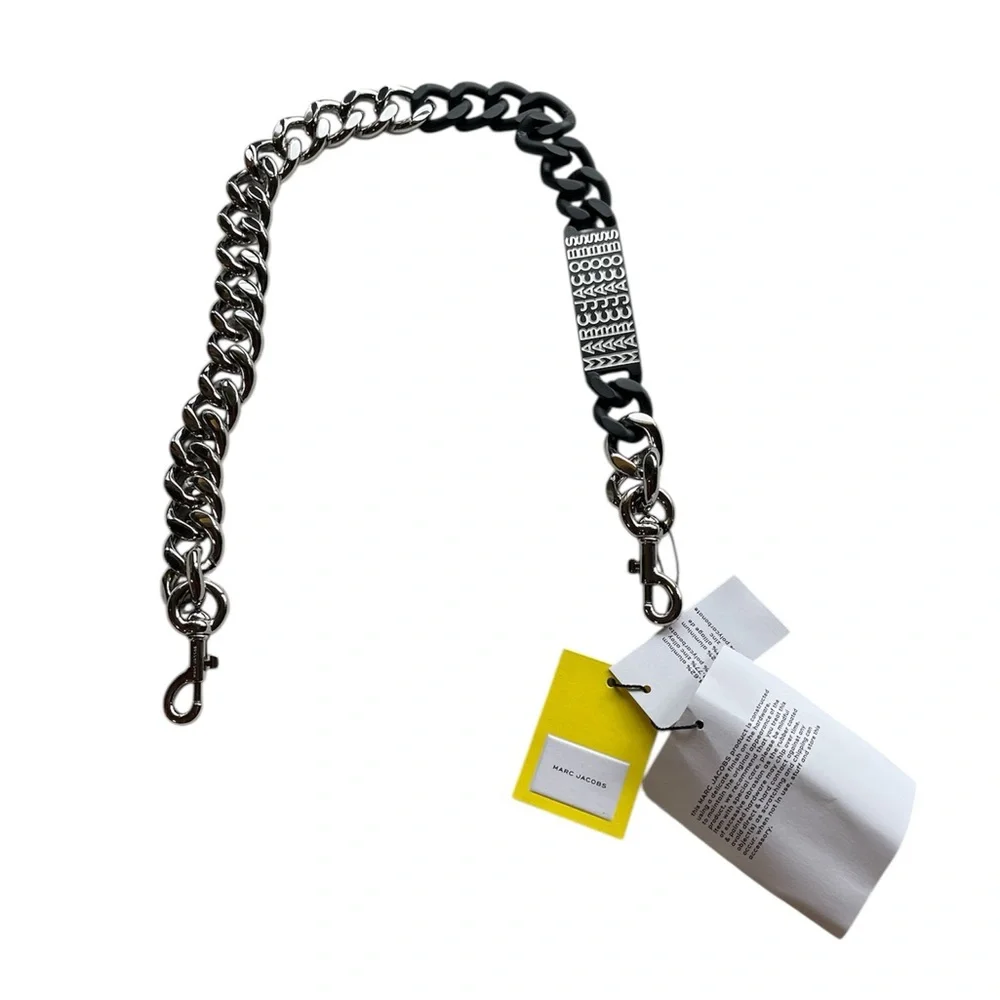 NWT: Marc Jacobs The Bar Code Silver and Black Chain Strap/Holder - for bags - Picture 1 of 3